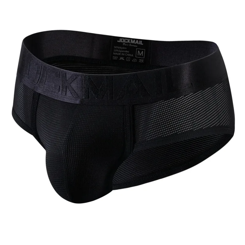 Jockmail Mens Underwear Briefs Mesh Breathable Sports Fitness Shorts Solid Color Sexy Low-rise Lingeries for Extreme Panties