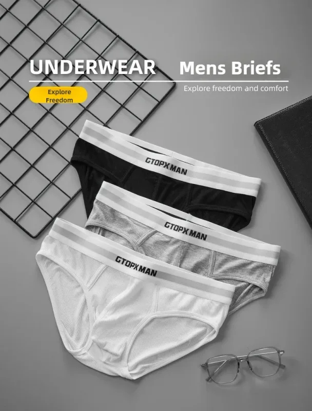 3Pak Sommer Enkeltlags Herreundertøj Lavhøjdede trusser til mænd Elastic Comfort Fit Undertrusser Ropa Interiør Hombre