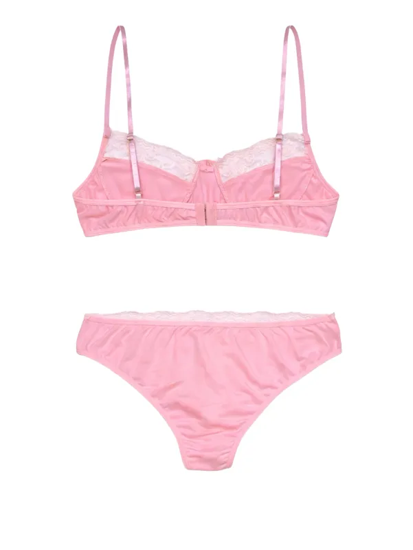 1 Set of 2 Pieces Underwear Set: Men's Erotic Cross-Dressing Bowknot Lace Underwear Set, Lace Panties & Bra Combination Set