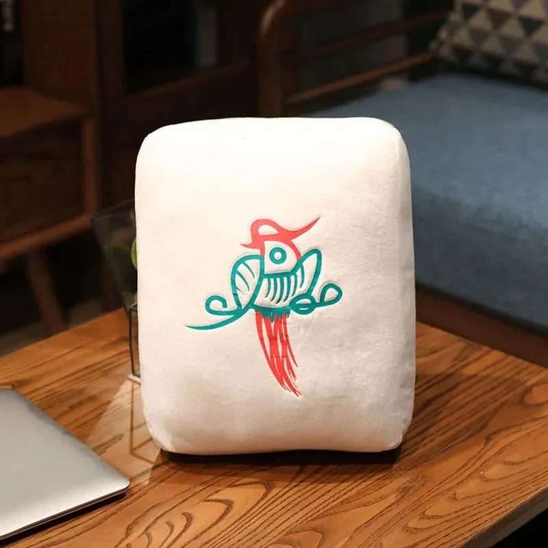 New 1pc Creative Mahjong Pillow Cushion Chinese Plush Toy Car Chair Backrest Mahjong Dice Funny Nap Pillow Sofa Home Decor Gift