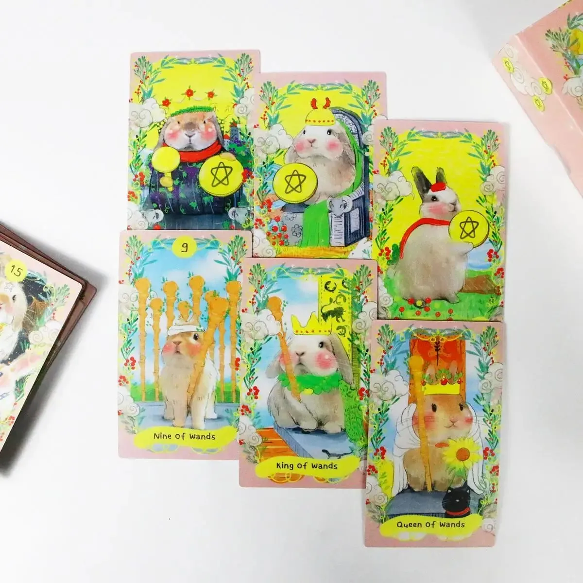 12*7 cm-es Chubby Bunny Tarot 78 lapos pakli aranyos nyuszikkal, 2,75 x 4,75 hüvelykes csomagolású merev doboz
