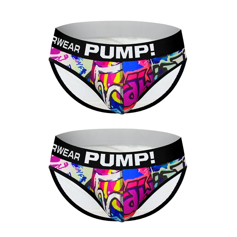 Men’s Graffiti Print Triangle Underwear Elastic Waistband Ice Silk Breathable Underwear