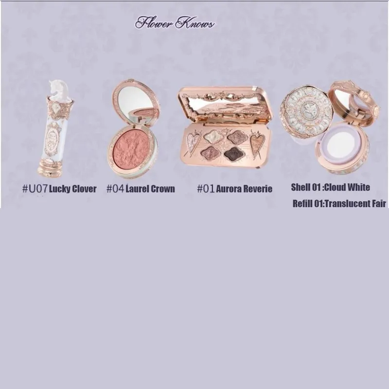 Flower Knows Strawberry Rococo Σετ Μακιγιάζ Glitter Matte Eyeshadow Palette Blusher Power Velvet Κιτ κραγιόν Σετ αρωμάτων