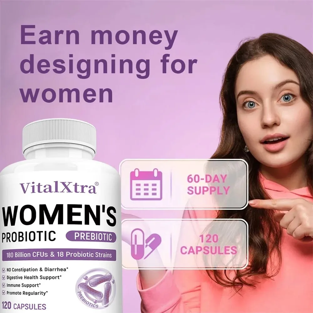 Women’s Probiotic 120 Caps 180 Billion CFU 18 Strains Digestive Immune Vaginal & Urinary Health Shelf Stable Gluten Free