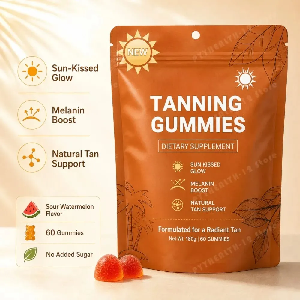 Tanning Gummies para sa Babae Walang Sunless Bronzing Glow Support Vegan Sugar-Free Non-GMO Astaxanthin at Lycopene 60 Count