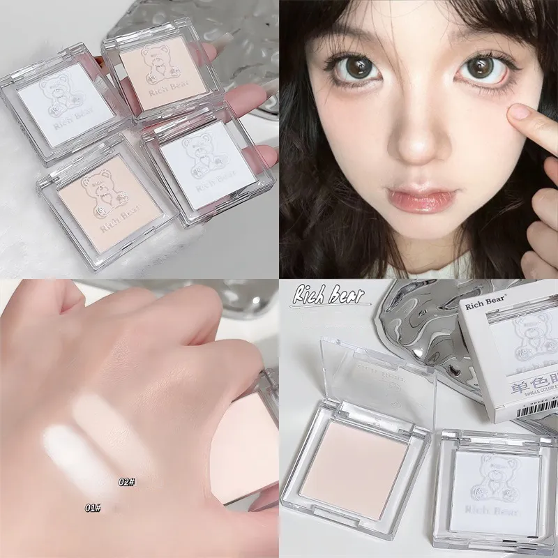 Matte Pure White Face Highlighter Palette Monochrome Pearly Jade Highlighter Eyeshadow Naturally Brightening Contouring Makeup