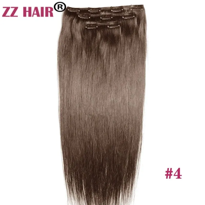 קליפסים ב-100% תוספות שיער אנושי רמי 16"-28" 3 יחידות סט 100 גרם-200 גרם שלוש חתיכות 1x20 ס"מ 1x15 ס"מ 1x10 ס"מ טבעי ישר ZZHAIR