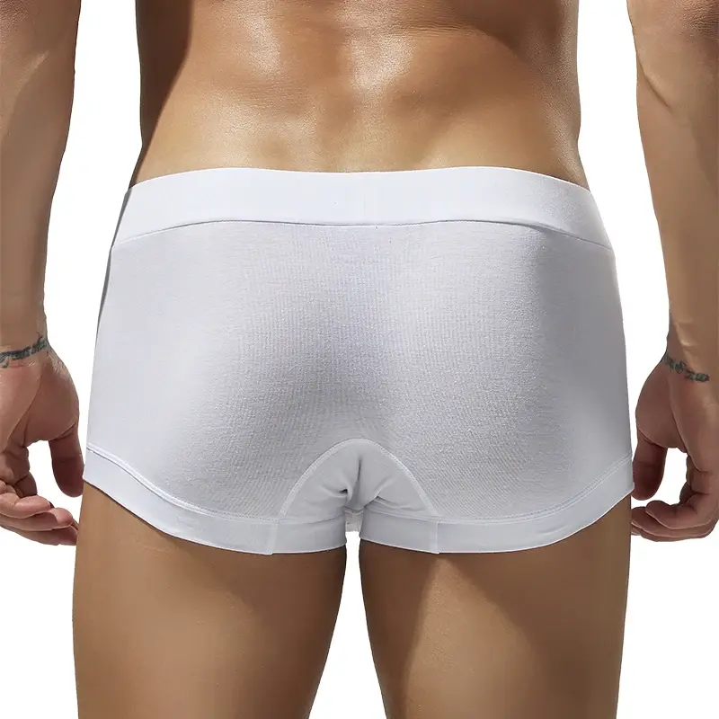 Men's solid color flat underwear, comfortable and breathable, high elasticity flat cut shorts