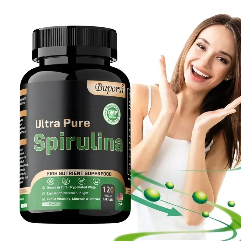 Suplemen Spirulina Organik - Nutrisi Detoksifikasi Kesehatan Sistem Kekebalan Tubuh Suplemen Antioksidan Kesehatan Kardiovaskular