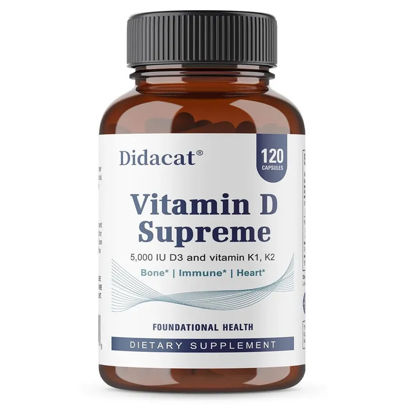 Vitamin D Supreme 5000 IU - Suportahan ang Immune System + Bone Health - Gluten Free Vitamin D3 Supplement na may Vitamin K