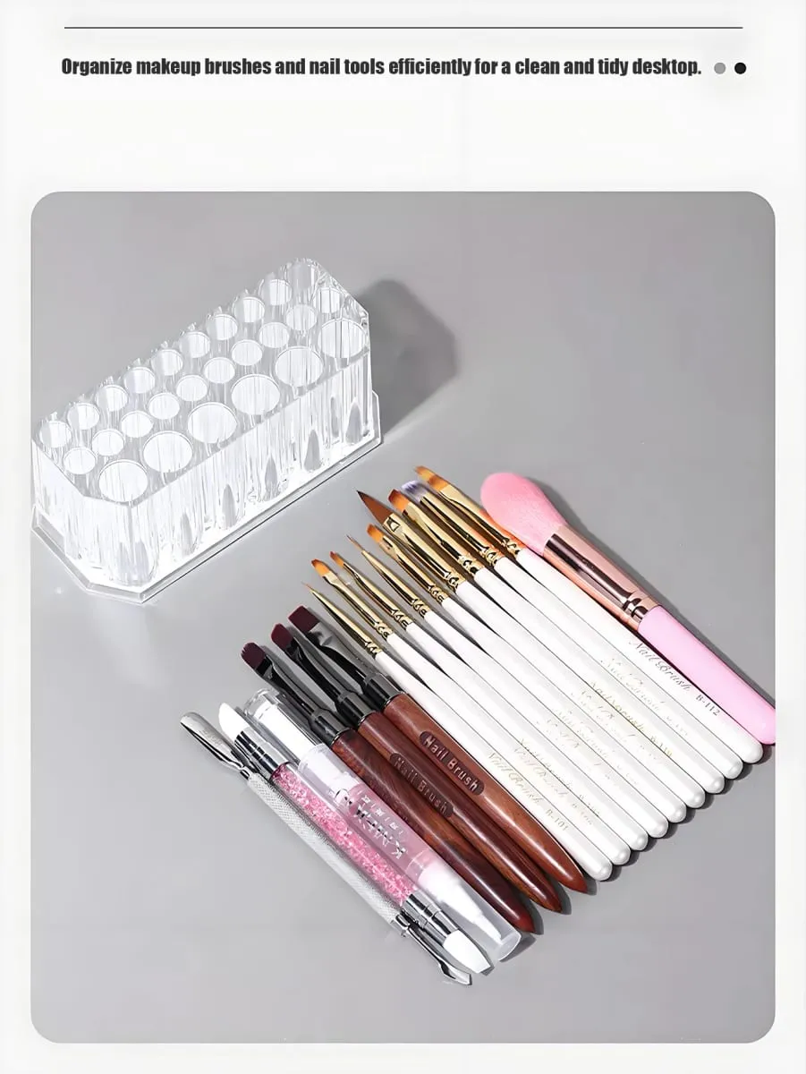 1pc Clear Acrylic 26Hole Brush Stand Multifunctional Makeup Brush Holder Display Case para sa Nail Art Tools at Cosmetic Brushes