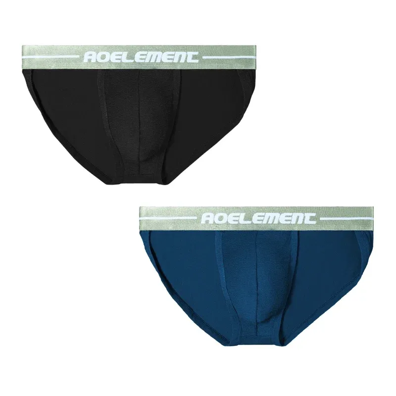 2PCS Sexy high-cut breathable sports triangle underwear with U-shaped pocket to support men's underpants