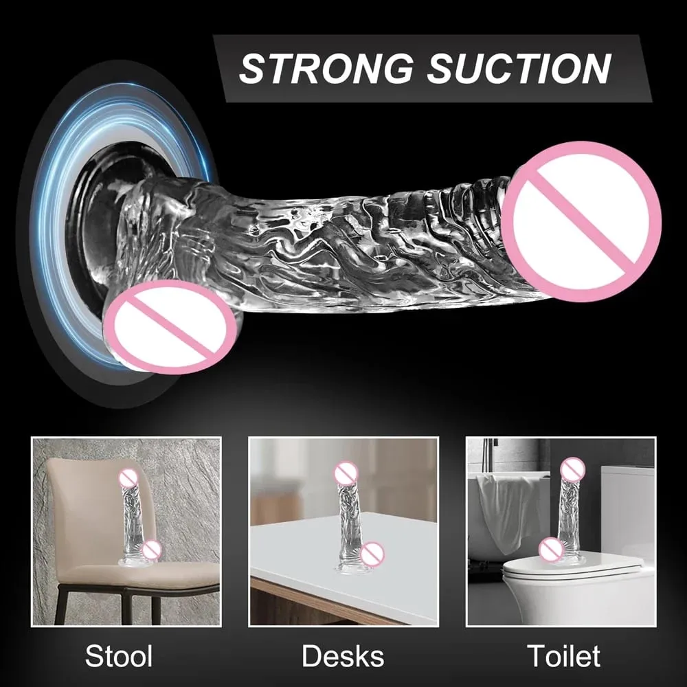 4 Sizes Transparent Soft Jelly Dildo Realistic Fake Dick Penis Sucker Butt Plug Sex Toys for Woman Men Vagina Anal Sex Toys