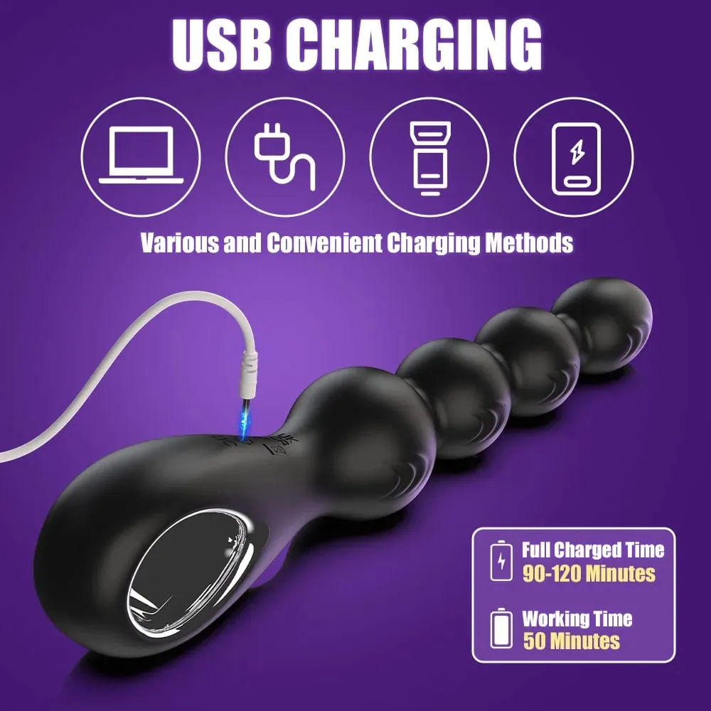 רטט אנלי חרוזים Butt Plug Vibrator 360° סיבוב זכר לעיסוי ערמונית אנאלי ממריץ צעצועי מין לנשים גברים