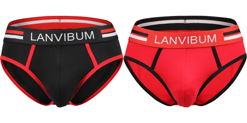 2-Piece Set - Cotton Men's Underwear Briefs Breathable Youth Mid-Waist Large-Size Men's Underwear Summer Briefs