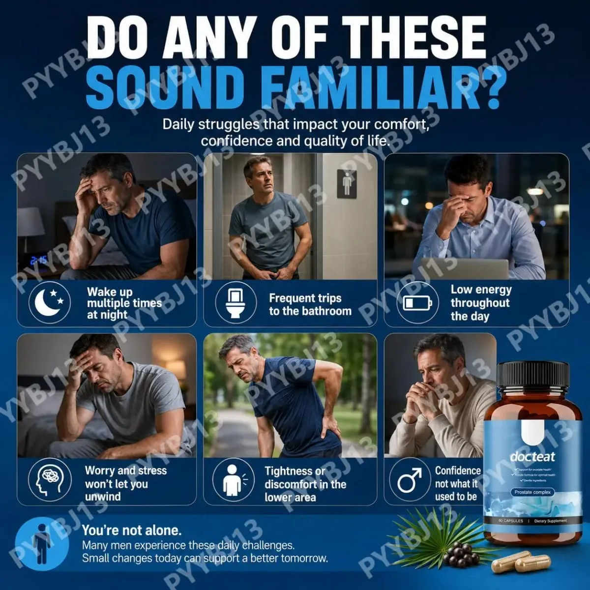 Docteat Prostate Complex Capsules Support Prostate Health and Urine Flow with Herbal Saw Palmetto and Pygeum 60 Capsules