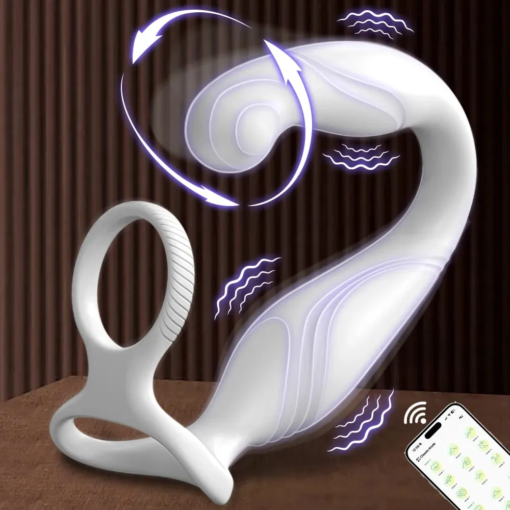App Control Vibrator for Men Prostate Massager Dual Penis Ring Cock Rings Anal Vibrating Butt Plug Anal Sex Toy for Men