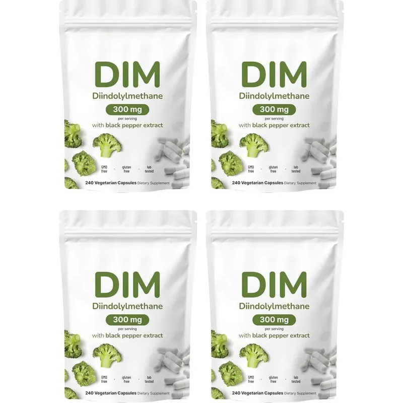 DIM Diindolylmethane Vegetarian Capsules with Black Pepper Extract GMO Free Gluten Free 240 Capsules