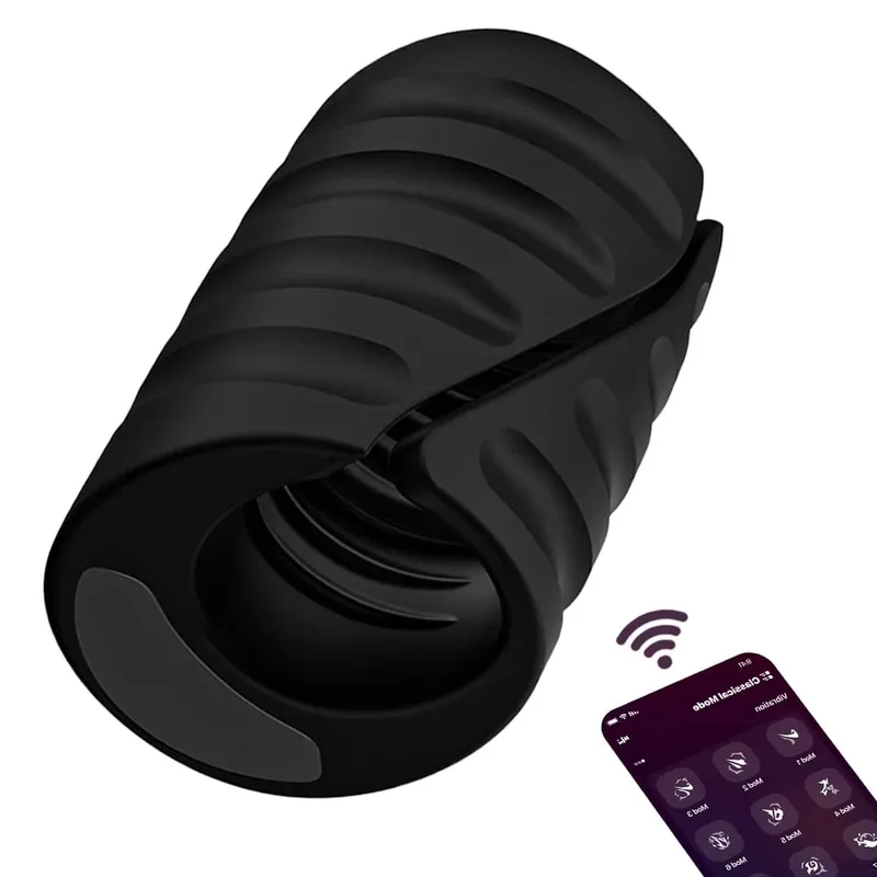 APP Control Penis Training Vibrátor Férfi Maszturbátor Vibrációs Strokers Makk Edző Stimulátor Szexuális játékok férfiaknak Felnőtt termékek