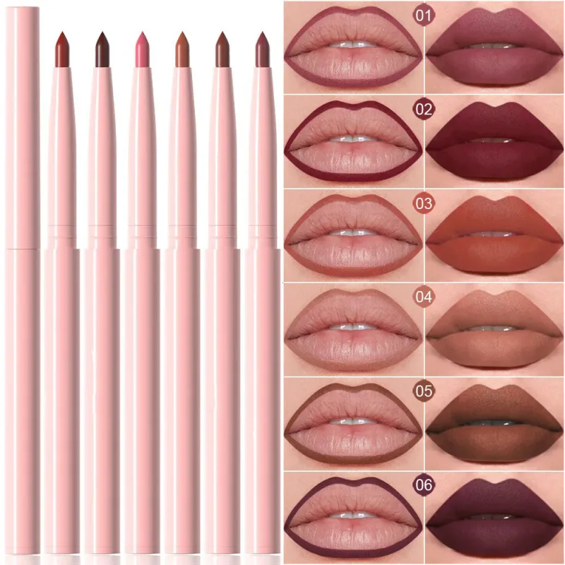 6 τμχ Σετ στυλό Lip Liner Μεγάλης διάρκειας Αδιάβροχο Αδιάβροχο Εύκολο Χρώμα που δεν ξεθωριάζει Σετ Lip Gloss Beauty Makeup