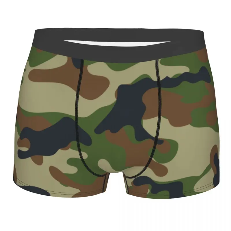 Muž Cool WW2 Camo Spodní prádlo Německo Arm Vojenské Maskovací Boxer Kalhotky Strečové šortky Kalhotky Kalhotky