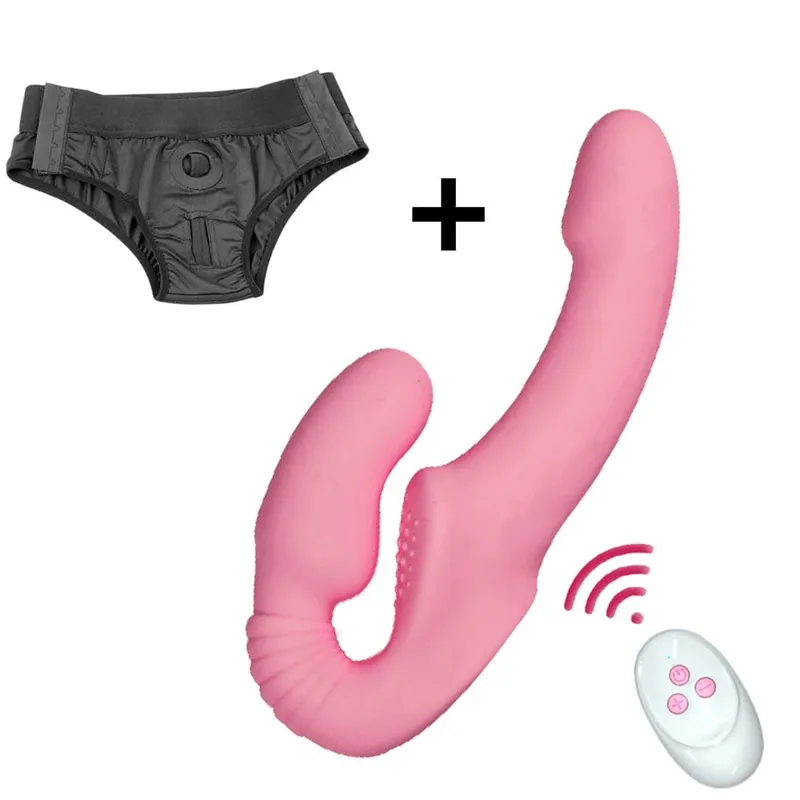 10 Speeds Strapless Strapon Dildo Vibrator Γυναικείο Διπλό Δονούμενο G Spot Παιχνίδια σεξ ενηλίκων για γυναίκες Μασάζ πρωκτού προστάτη για ζευγάρια — image 13