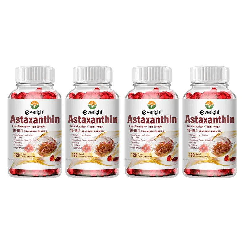 Astaxanthin 24mg – Potent Antioxidant for Skin Eyes & Immune Health – 10-in-1 with Lycopene Grape Seed Vitamin E & Zinc