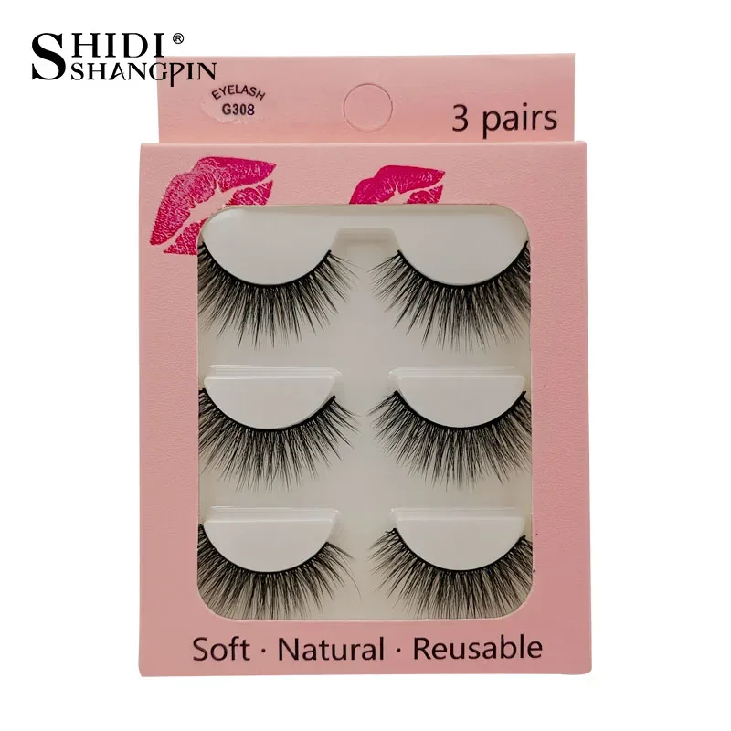 Faux Cils 3 Pairs Ψεύτικες Βλεφαρίδες Φυσικές μακριές 3D Βιζόν Βλεφαρίδες Απαλές Αφράτες Χειροποίητες Ψεύτικες Βλεφαρίδες Εργαλεία Μακιγιάζ Ματιών Maquiagem