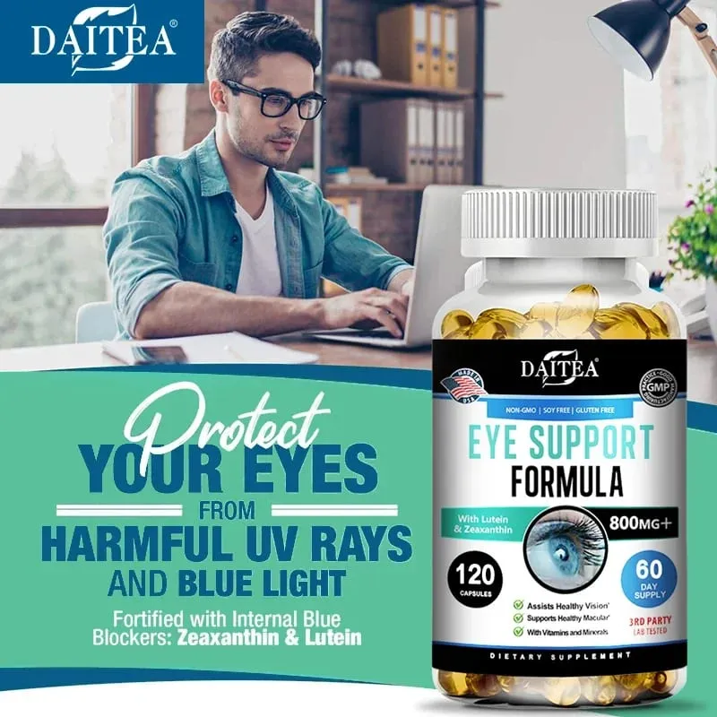 Eye Support Supplements - Vision Myopia Vitamins and Minerals for Eye Care Improve Eye Edema Relieve Fatigue Healthy Macula