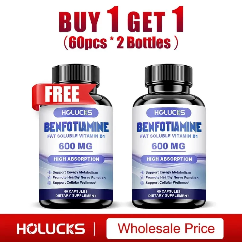 Benfotiamine Capsules with Fat-Soluble Vitamin B1 Support Nerve Health Energy Metabolism & Cellular Wellness for Men & Women