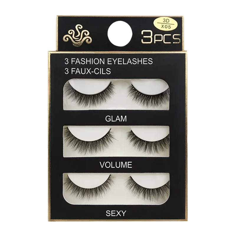 Faux Cils 3 Pairs Ψεύτικες Βλεφαρίδες Φυσικές μακριές 3D Βιζόν Βλεφαρίδες Απαλές Αφράτες Χειροποίητες Ψεύτικες Βλεφαρίδες Εργαλεία Μακιγιάζ Ματιών Maquiagem