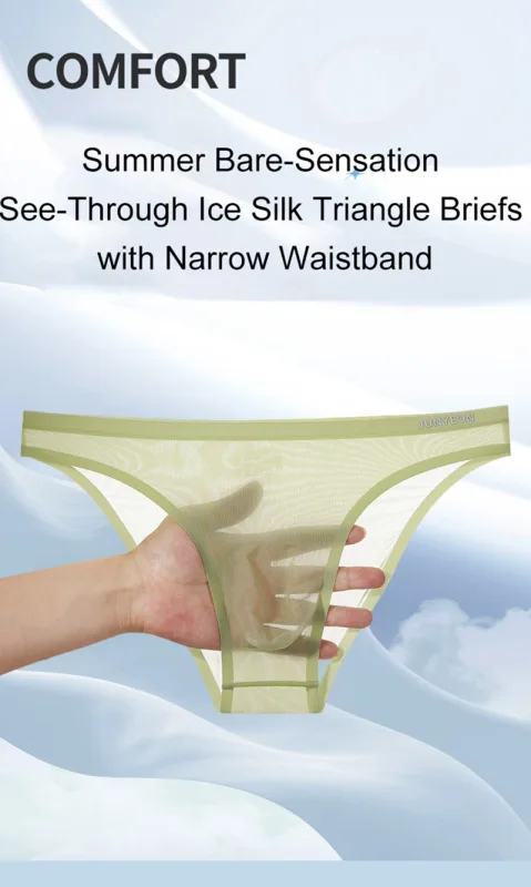 Seamless Quick Drying Men Briefs Underwear Solid Color Ice Silk Ultra-thin Underpants Sexy Breathable 3D Pouch Panties Undies