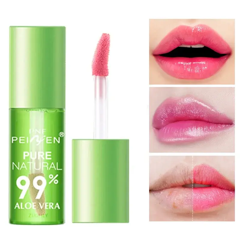 1 ΤΕΜ. Moisturizing Natural Aloe Essence Lip Gloss Μεταβαλλόμενο Χρώμα Φορητό Αδιάβροχο Θρεπτικό Κραγιόν Περιποίησης χειλιών μεγάλης διάρκειας