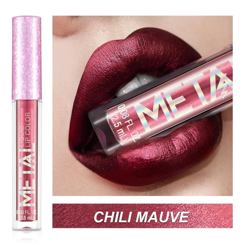 Lipstik Cair Matte Metalik Tahan Air Tahan Lama Antilengket Matte Berkilau Lip Gloss Makeup Bibir Wanita 12 Warna
