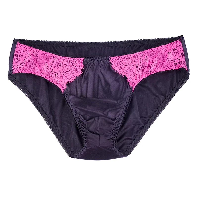 Men's Sexy Briefs Comfortable Healthy Elastic Soft Pouch mid Waist Pure Underwear Men's lace shiny gay underwear