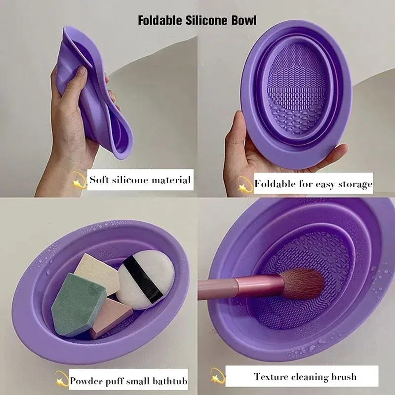 קערת ניקוי מברשת איפור סיליקון מתקפלת Clean Mat Cosmetic Foundation צללית אבקה מברשות ניקוי כלים ציוד איפור