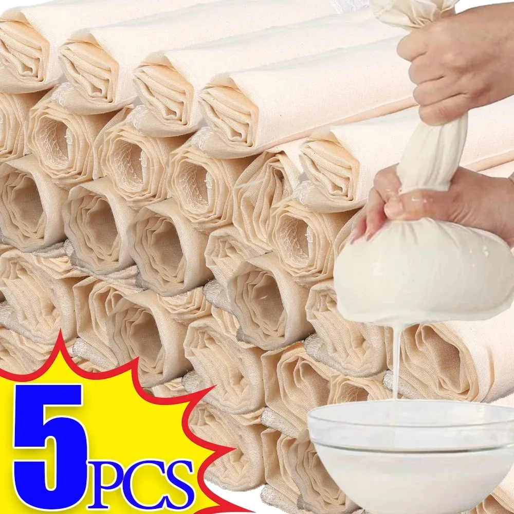 5/1 PC בד מסנן לשימוש חוזר סיבי כותנה מסננת גבינה בירה טופו ביתי מסנן בד מסנן מטבח מזון כלי מסננת תסיסה