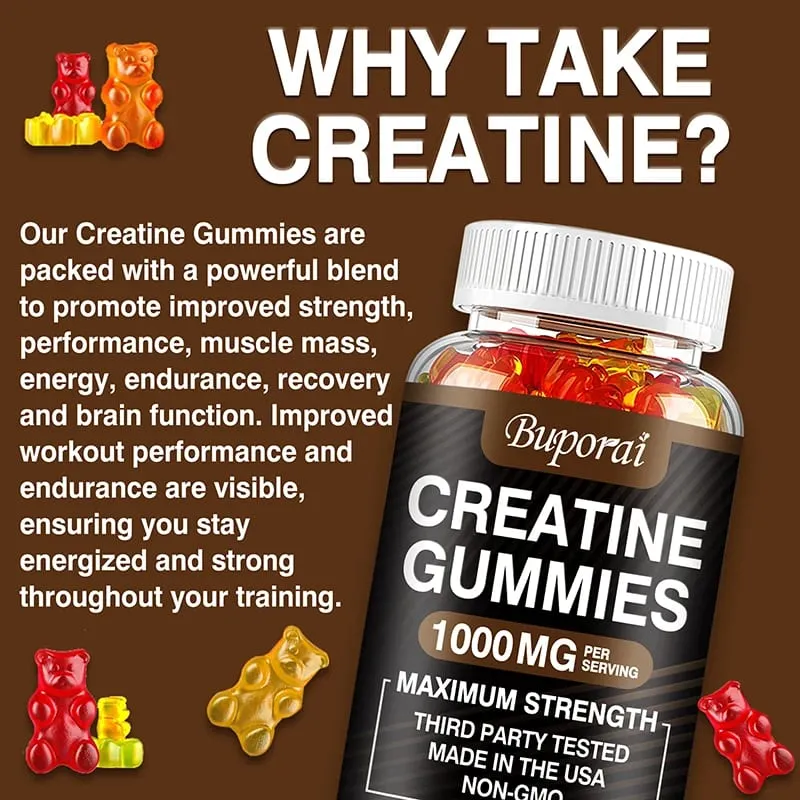 Creatine Monohydrate Gummies - Boost Energy Build Muscle Mass and Improve Athletic Performance