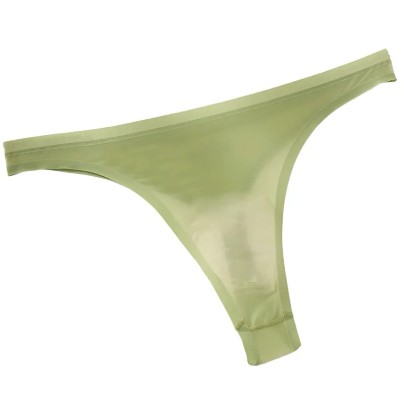 Men's Ultra-thin Ice Silk G-string 3D Bulge Pouch Thong See Through Underwear Low Rise Men Bikini Briefs U Pouch Lingerie
