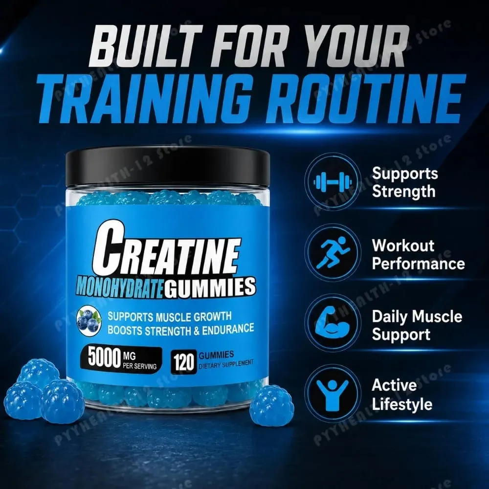 Creatine Monohydrate Gummies 5000mg Per Serving 120 Gummies for Muscle Strength Endurance & Energy Dietary Supplement