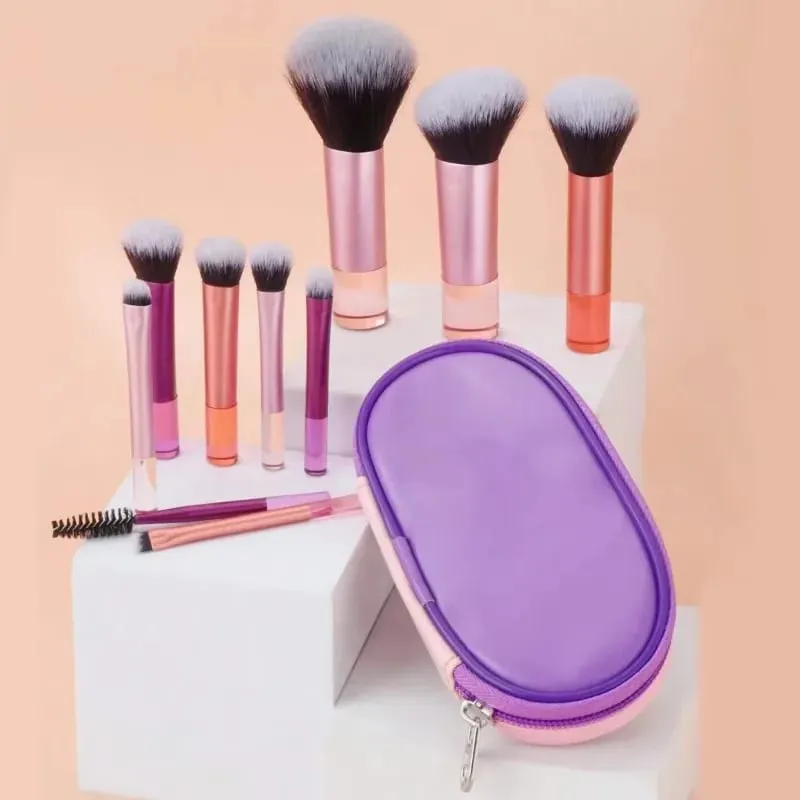 10 τμχ πινέλα μακιγιάζ σετ με τσάντα Cosmetic Eye Shadow Foundation Loose Powder Blush Detail Brush Blending Beauty Make Up Tools