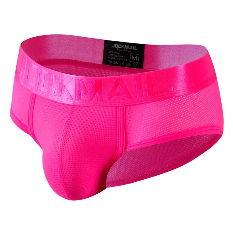 Jockmail Mens Underwear Briefs Mesh Breathable Sports Fitness Shorts Solid Color Sexy Low-rise Lingeries for Extreme Panties