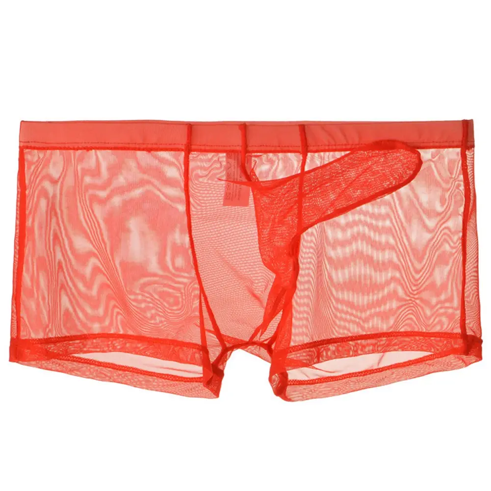 Sexy Mannen Mesh Transparant Lichtgewicht Ondergoed Zien Door Ademende Boxer Slips Slipje Bullet Scheiding Mannelijke Boxer Slipje