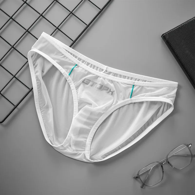 Ice Silk Briefs Comfortable Mens Sexy Panties Breathable Pouch Jockstrap Low Rise Daily Simple Intimate Underwear
