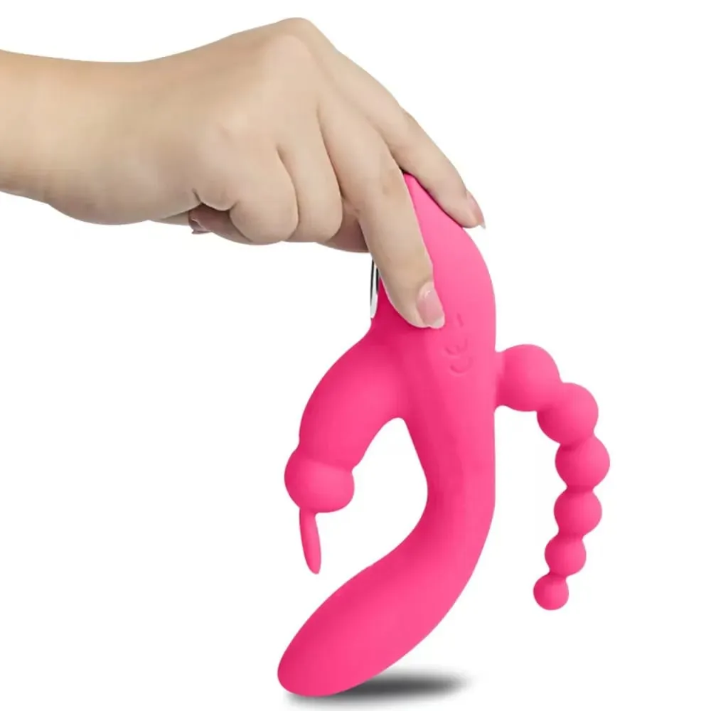 12 Λειτουργίες G Spot Rabbit Vibrator Clitoral Stimulator Πρωκτικό μασάζ τριπλής καμπύλης Πρωκτικές χάντρες Παιχνίδια σεξ για γυναίκες Ζευγάρια Dildo