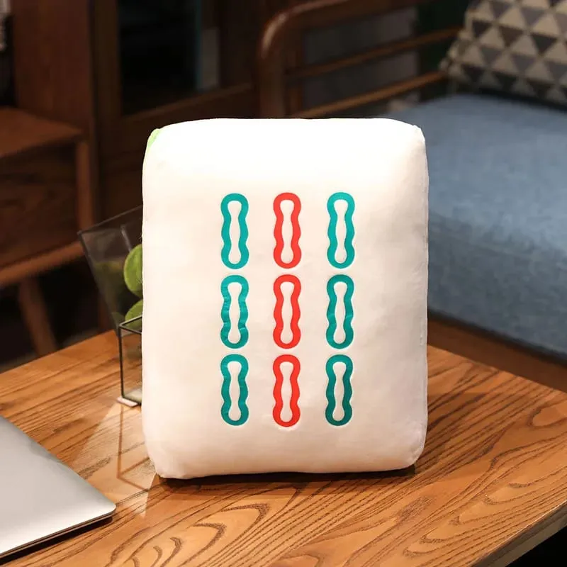 New 1pc Creative Mahjong Pillow Cushion Chinese Plush Toy Car Chair Backrest Mahjong Dice Funny Nap Pillow Sofa Home Decor Gift