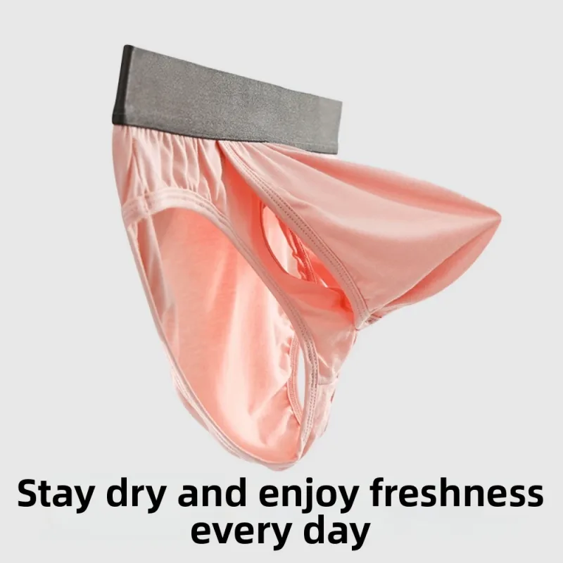 Bamboo Fiber Summer Thin Briefs Men Thin Underpants Splicing Men Front Opening Panties Lingerie Quick Dry Seamless Underwear