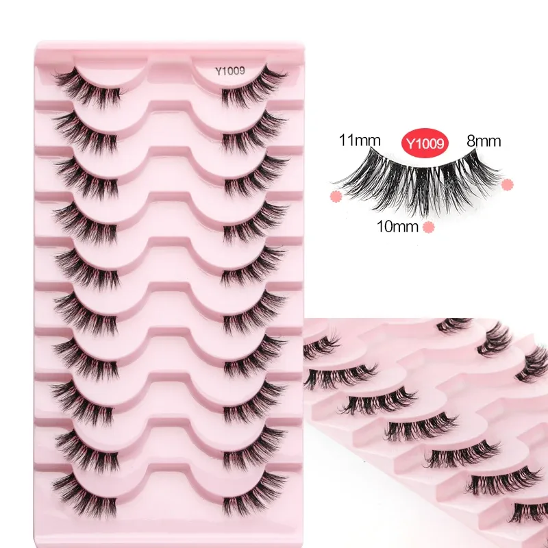 Half Eye Lashes Cat Eye Lashes 3/5/10 Ζεύγη ψεύτικες βλεφαρίδες Αφράτη απαλή φυσική εμφάνιση Clear Band 3D Mink Lashes Extension Μακιγιάζ