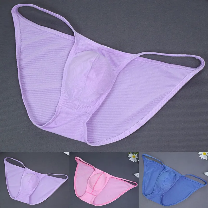 1pc Men Ribbing High Fork Underwear Brief U Convex Pouch Low Rise Panties Solid Color Breathable Comfortable Underpants