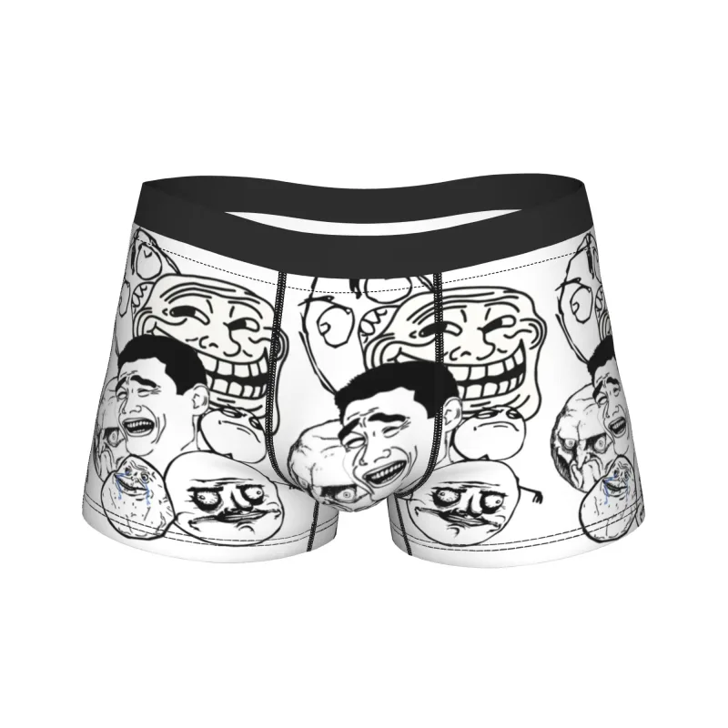 Rage Comic Trollfac Trunk Funny Anime Pouch Underwear Hot Sale Corak Boxer Brief Selesa Lelaki Seluar Dalam Plus Saiz
